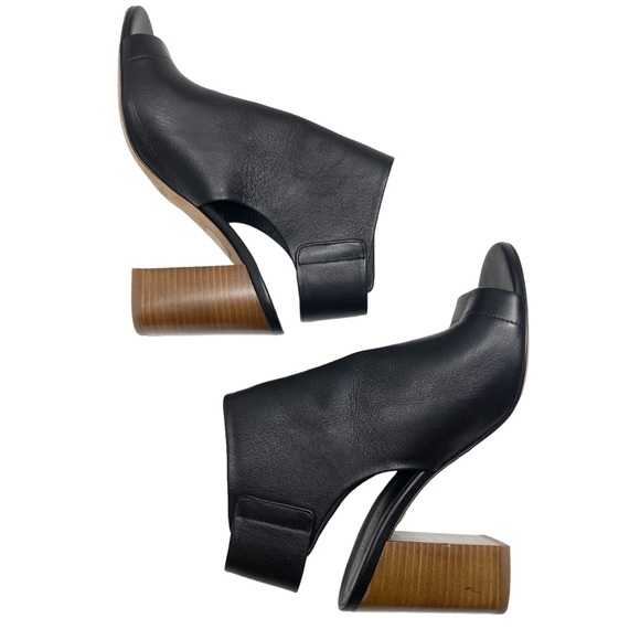 Vince Faye Leather Black Peep Bootie Sandals Size 6.5 - Picture 5 of 13